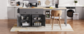 K&K 74.5 Inch Kitchen Island With Extendable Dining Tablerolling Kitchen Island On Wheels With Spice Rack And 2 Drawers, Kitchen Storage Cart With 4 Door Cabinet, For Kitchen, Dining Room, Grey Grey