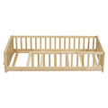 Twin Size Floor Platform Bed With Built In Book Storage Rack,Natural Twin Natural American Design Pine