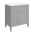 30'' Bathroom Vanity With Top Sink, Modern Bathroom Storage Cabinet With 2 Drawers And A Tip Out Drawer, Single Sink Bathroom Vanity Grey Modern Mdf Ceramic,Solid Wood Mdf