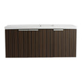 48 Inch Bathroom Cabinet With Resin Sink,Soft Close Doors,Float Mounting Design Silver Brown Stripe Bathroom Modern Plywood Plywood