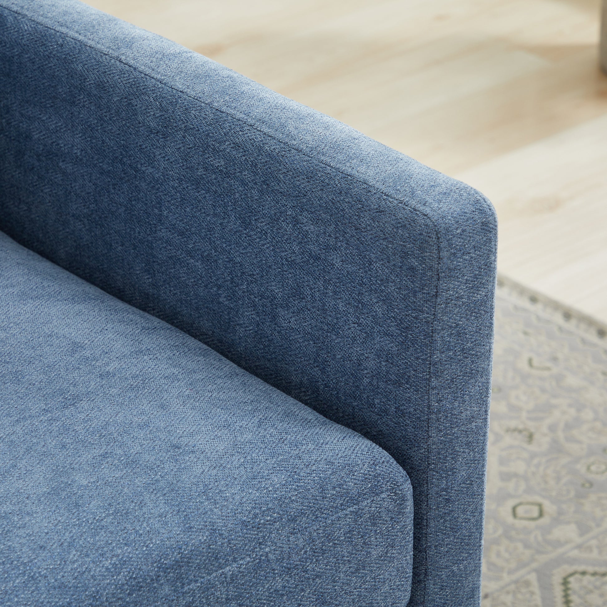 30.7"W Square Upholstered Swivel Accent Chair And Comfy Accent Single Sofa Chair, 360 Degree Club Chair, Lounge Armchair For Living Room Bedroom Apartment Nursery. Blue Blue Chenille