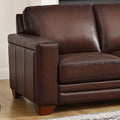 Alice Leather Sofa Caramel Genuine Leather Wood Primary Living Space Medium Firm Cushion Back Mid Century Modern Eucalyptus Square Arms Down Filling Genuine Leather 3 Seat