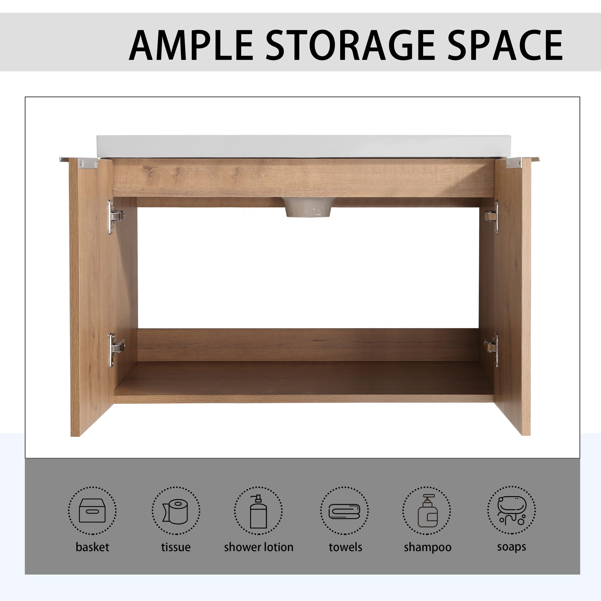 72" Wall Mounted Bathroom Vanity With Sink And Side Cabinet, Soft Close Doors,00112Imo 00630Imox2 00612Gwh Combination Cabinet Kd Packing Imitative Oak Bathroom Modern Plywood Plywood