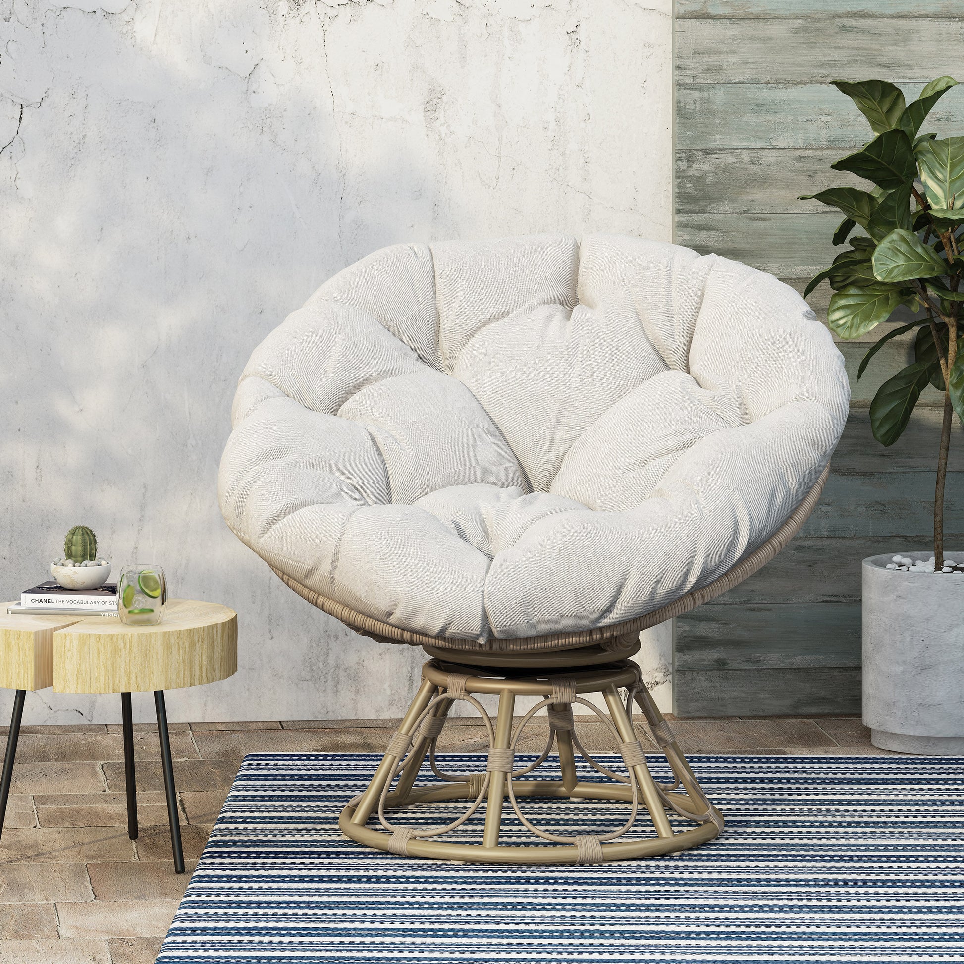 Mia Papasan Chair Brown Fabric