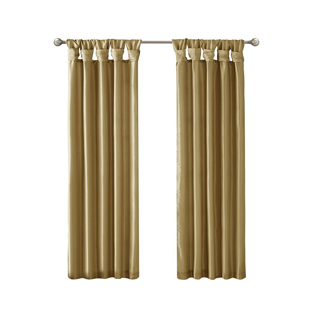 Twist Tab Lined Window Curtain Panel Only 1 Pc Panel Bronze Polyester