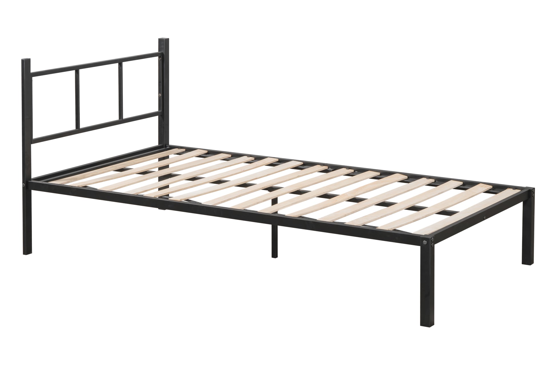 Triple Bunk Bed With Vent Board Sturdy Metal Frame Noise Free Wood Slats Separatable Into Three Beds No Box Spring Needed Twin Black Bunk Steel