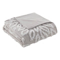 3 Piece Tufted Cotton Chenille Floral Duvet Cover Set King Grey Cotton