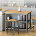 3 Pcs Dining Table Set Rustic Retro Breakfast Table Dining Stools Rubberwood For 2 With Two Open Shelves For Small Space Kitchen Dining Room W69165661 Black Rubber Wood