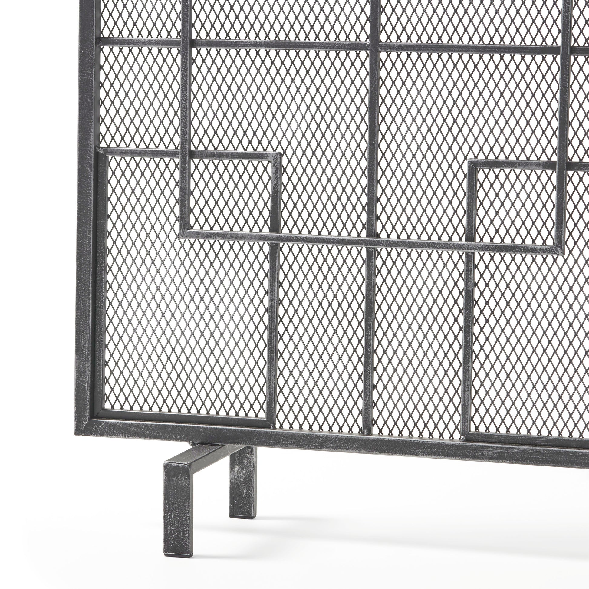 Fire Screen Black Silver Iron