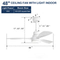 48 Inch Solid Wood Ceiling Fan With Dimmable Light 6 Speed Reversible Dc Motor White Metal & Wood