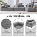 Oversized Modular Sectional Sofa,Luxury Boucle Floor Couch Set,Convertible Sleeper Couch,Spacious Foam Filled Sofa Bed For Living Room,3 Pc Free Combination,2 Colors Gray Boucle 5 Seat