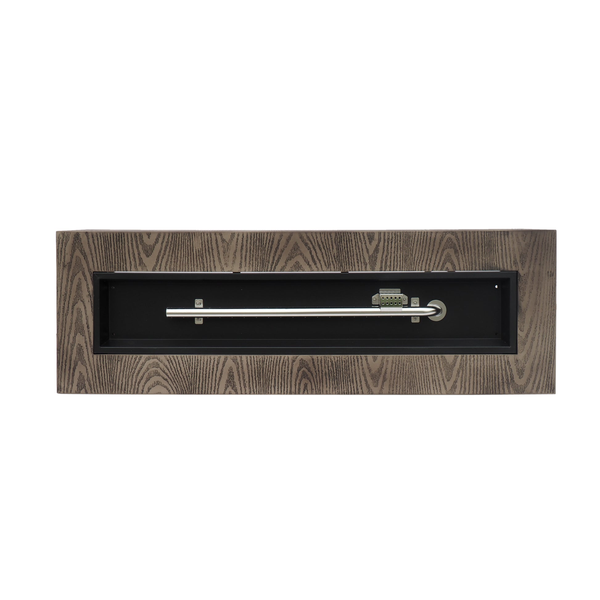 48" Outdoor 50,000 Btu Rectangular Iron Propane Fire Pit, Brown Wood Pattern Tank Cover Not Included Wood Iron