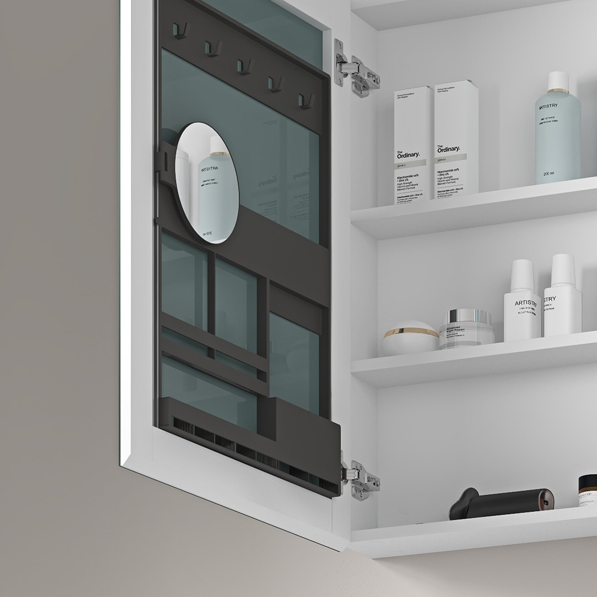 36'' W X 30'' H Surface Frameless Mirror Medicine Cabinet, Beveled Mirror Edges Bathroom Medicine Cabinet White Engineered Wood