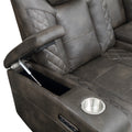 Luxury Comfort Modern Living Room Furniture 1Pc Power Reclining Sofa Premium Faux Leather Upholstery, Power Headrests, Led Light, Usb Ports, Power Outlets, Hidden Storage Brown Gray Faux Leather Wood Primary Living Space Luxury,Modern Plywood,Solid Wood