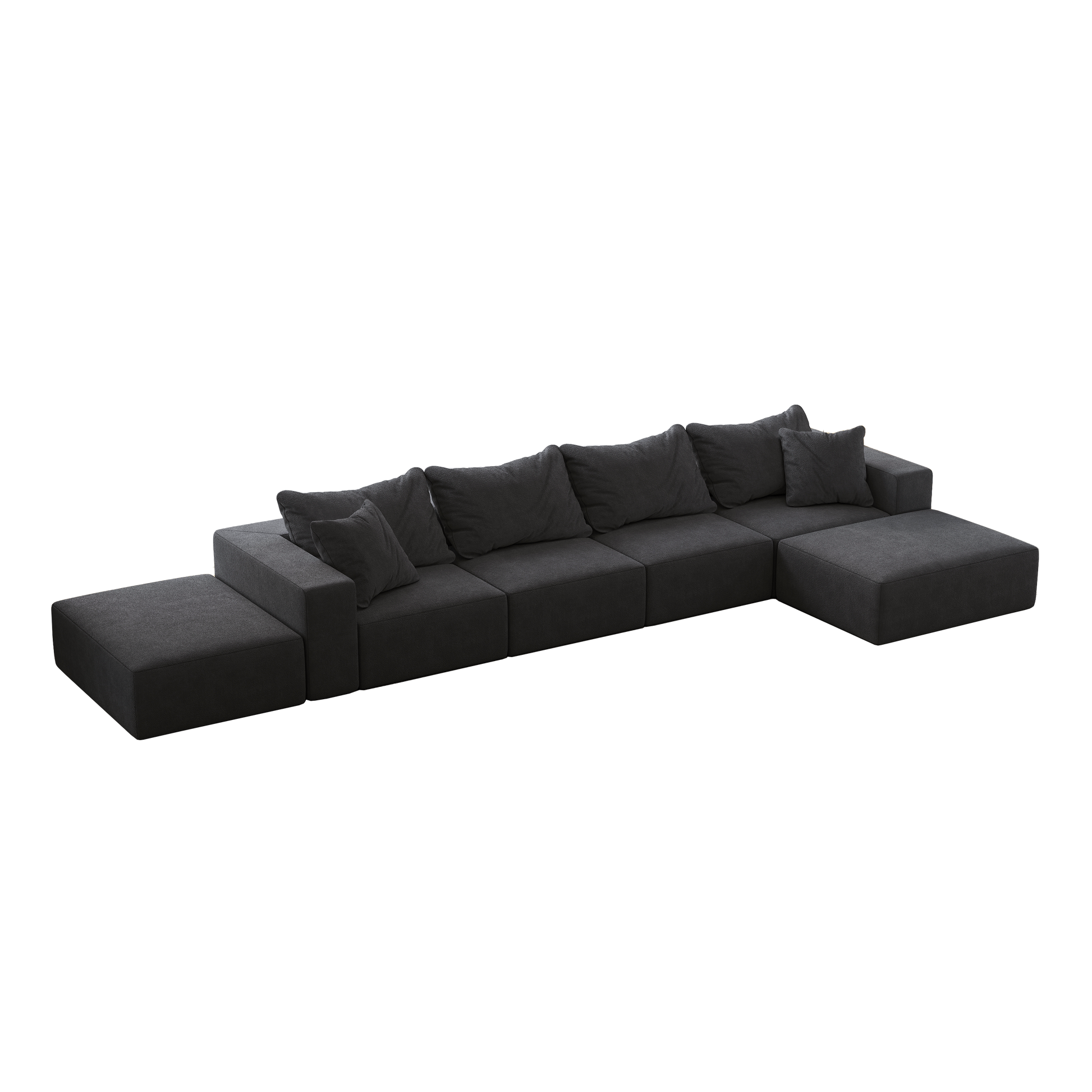 Oversized Sponge Cloud Sofa,Modern Upholstered Sectional Sofa Couch Set,Modular 162" L Shaped Sectional Living Room Sofa Set With 6 Pillows,Free Combination Sofa Couch For Living Room,Bedroom Grey Foam Chenille 6 Seat