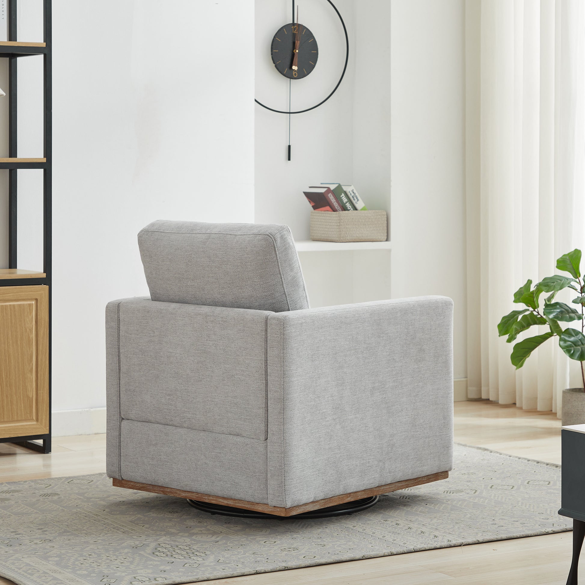 30.7"W Square Upholstered Swivel Accent Chair And Comfy Accent Single Sofa Chair, 360 Degree Club Chair, Lounge Armchair For Living Room Bedroom Apartment Nursery. Light Gray Light Gray Chenille