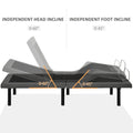 Homcom Twin Xl Adjustable Bed Frame, Ergonomic Zero Gravity Power Bed Base With Head And Foot Incline, Memory, And Wireless Remote, Gray Black Grey Steel