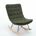 Lazy Rocking Chair,Comfortable Lounge Chair With Wide Backrest And Seat Wood Base, Upholstered Armless Rocker Chair For Living Room, Balcony,Bedroom And Patio Porch. Dark Green Cushion Iron Dark Green Primary Living Space Sponge Square Casual Rocking