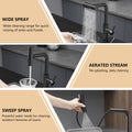 Kitchen Sink Faucet, Black Kitchen Faucets With Pull Out Sprayer,Kitchen Bar Faucet Single Hole Faucet Black Kitchen Classic,Contemporary,Modern Ceramic Stainless Steel