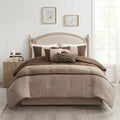 7 Piece Faux Suede Comforter Set Brown King King Brown Polyester