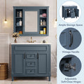 36'' Bathroom Vanity With Top Sink, Royal Blue Mirror Cabinet, Modern Bathroom Storage Cabinet With 2 Soft Closing Doors And 2 Drawers, Single Sink Bathroom Vanity Blue Bathroom Modern Solid Wood