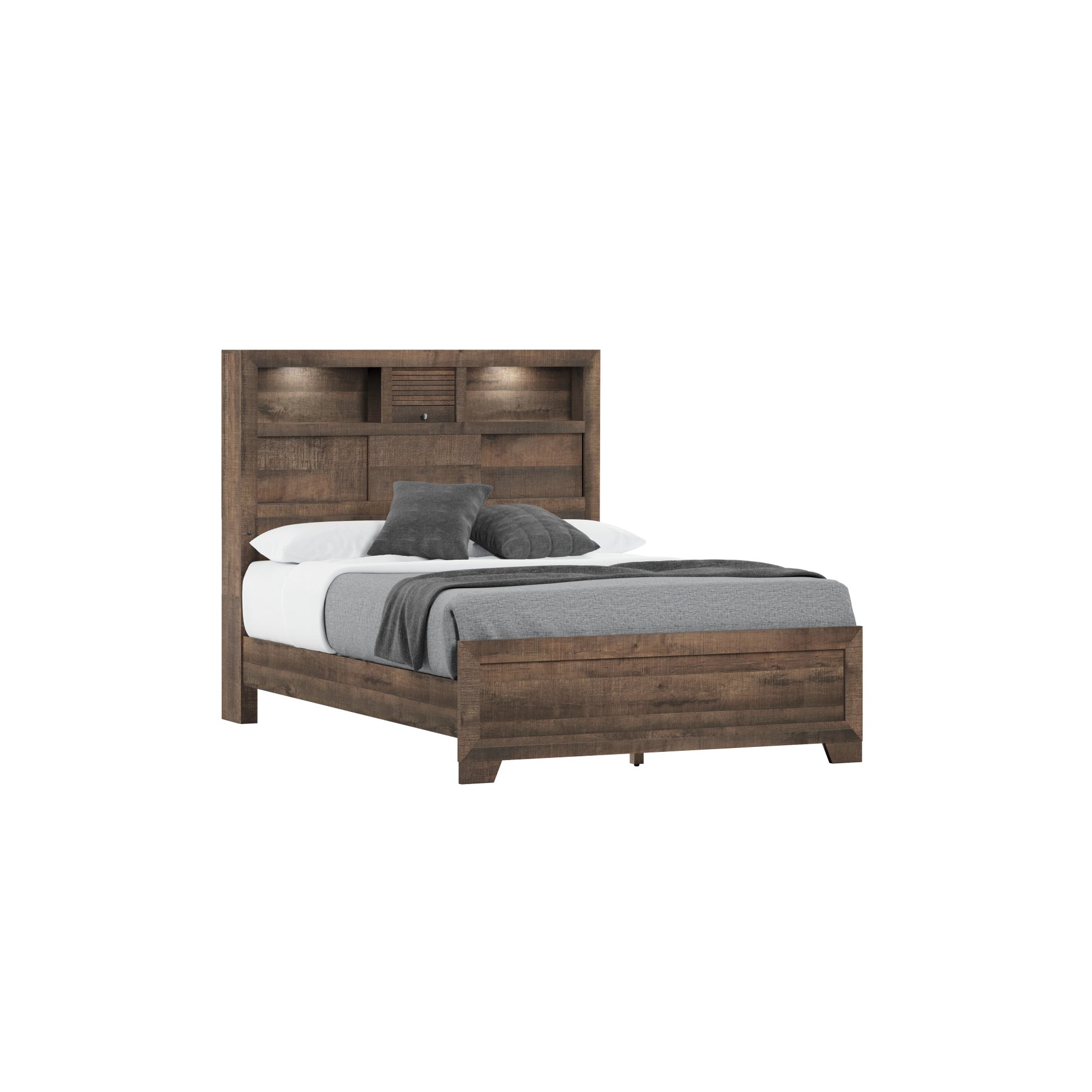 Plinz Brown Full Bookcase Bed Full Brown Engineered Wood