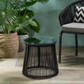 Moonstone Side Table Black Woven Rope