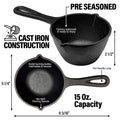 Cast Iron Basting Pot And Silicone Bbq Brush Bbq Basting Set With Saucepan And Brush For Meat Smoker, Grill And Stove Bbq Meat Smoker Accessories Gift For Men, 15 Oz Black Iron