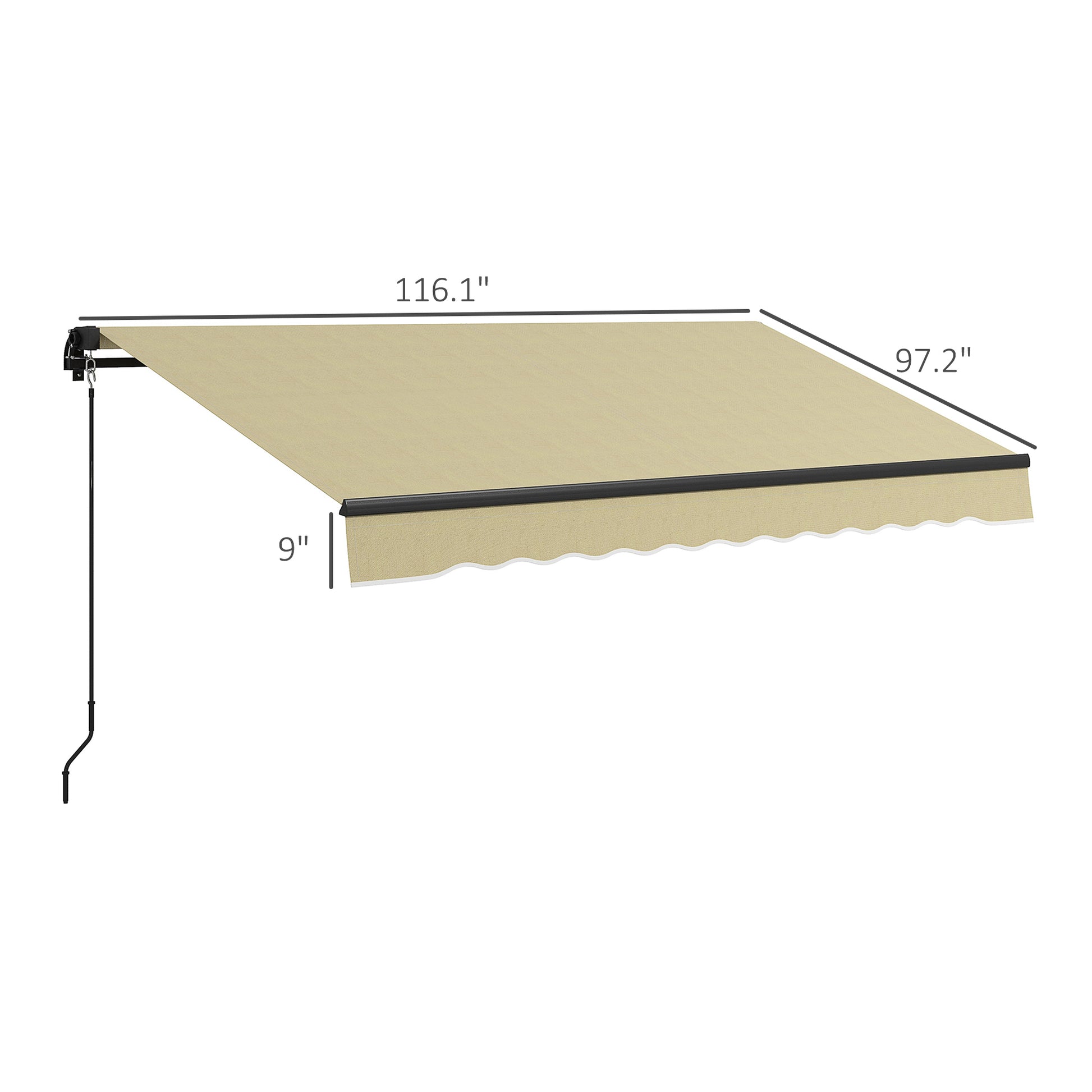 Outsunny 10' X 8' Retractable Awning, Patio Awning Sunshade Shelter With Manual Crank Handle, 280Gsm Uv Resistant Fabric And Aluminum Frame For Deck, Balcony, Yard, Beige Beige Polyester