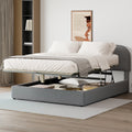 Teddy Fleece Queen Size Upholstered Platform Bed With Hydraulic Storage System, Gray Queen Gray Teddy