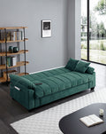 Sofa Bed Sleeper With Storage And One Side Pocket, Usb Charging Port, Swan Velvet Fabric Folding Futon Recliner For Living Room Furniture Apartment Bedroom Office Small Spaces, Green Green Navy Velvet Primary Living Space Medium Soft Modern Rubberwood