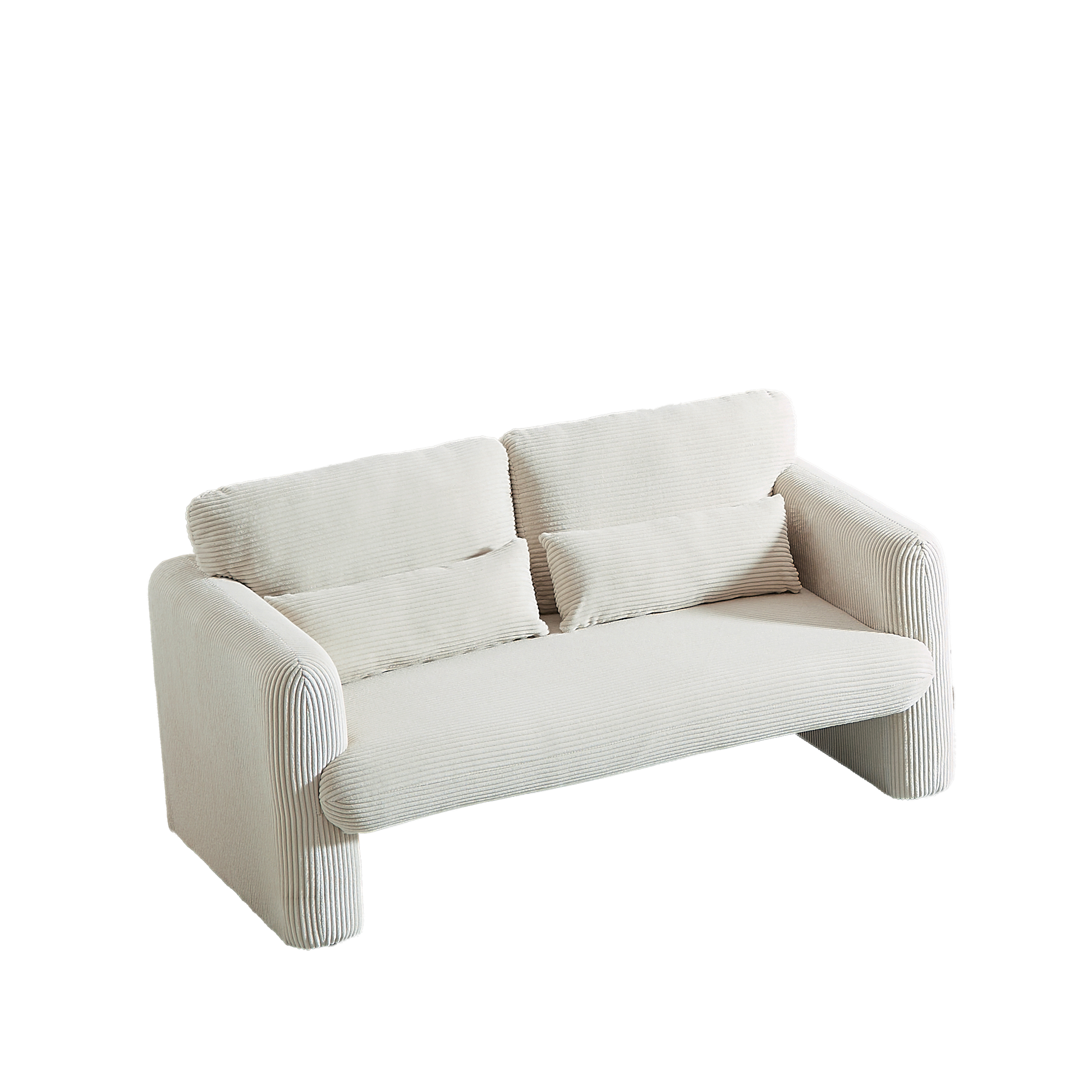 60"Corduroy Fabric Loveseat Sofa With 60"Loveseat Sofa, Modern Sofa With Support Pillow, For Apartment, Office, Living Room & Bedroom Beige Corduroy 2 Seat