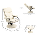 Homcom Recliner Chair With Ottoman, Pu Leather Swivel High Back Armchair W Footrest, 135 Adjustable Backrest And Thick Foam Padding, Cream White Cream White Faux Leather