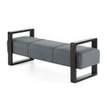 Sleek And Stylish Long Shaped Ottoman, Gray Grey Brown Brown Suede Polyester Grey Modern Rectangle Foam Polyester,Wood
