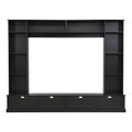 Large Wall Unit Entertainment Center With Bookshelves For Tvs Up To 78'', Modern Tv Console With Cabinets And Open Shelves, 4 In 1 Tv Stand With Golden Handles, Black, 104.2''W*81.2''H Black 70 79 Inches Mdf