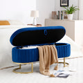 Storage Bench Bedroom Bench, Velvet Oval Upholstered End Of Bed Bench With Golden Metal Legs,50