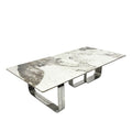 Rectangular Coffee Table With Sintered Stone Top, Silver Metal Frame, For Living Room Silver Modern Open Storage Rectangular Sintered Stone,Stainless Steel