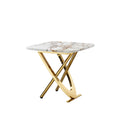 Marble Pattern Mdf Top Side End Table Square Shape Gold Stainless Steel Base Gold Primary Living Space Modern Coffee & End Tables Square Stainless Steel