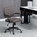 Vinsetto Home Office Chair, Microfiber Computer Desk Chair With Swivel Wheels, Adjustable Height, And Tilt Function, Light Brown Brown Polyester