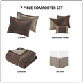 7 Piece Micro Corduroy Comforter Set Brown Queen Brown Polyester