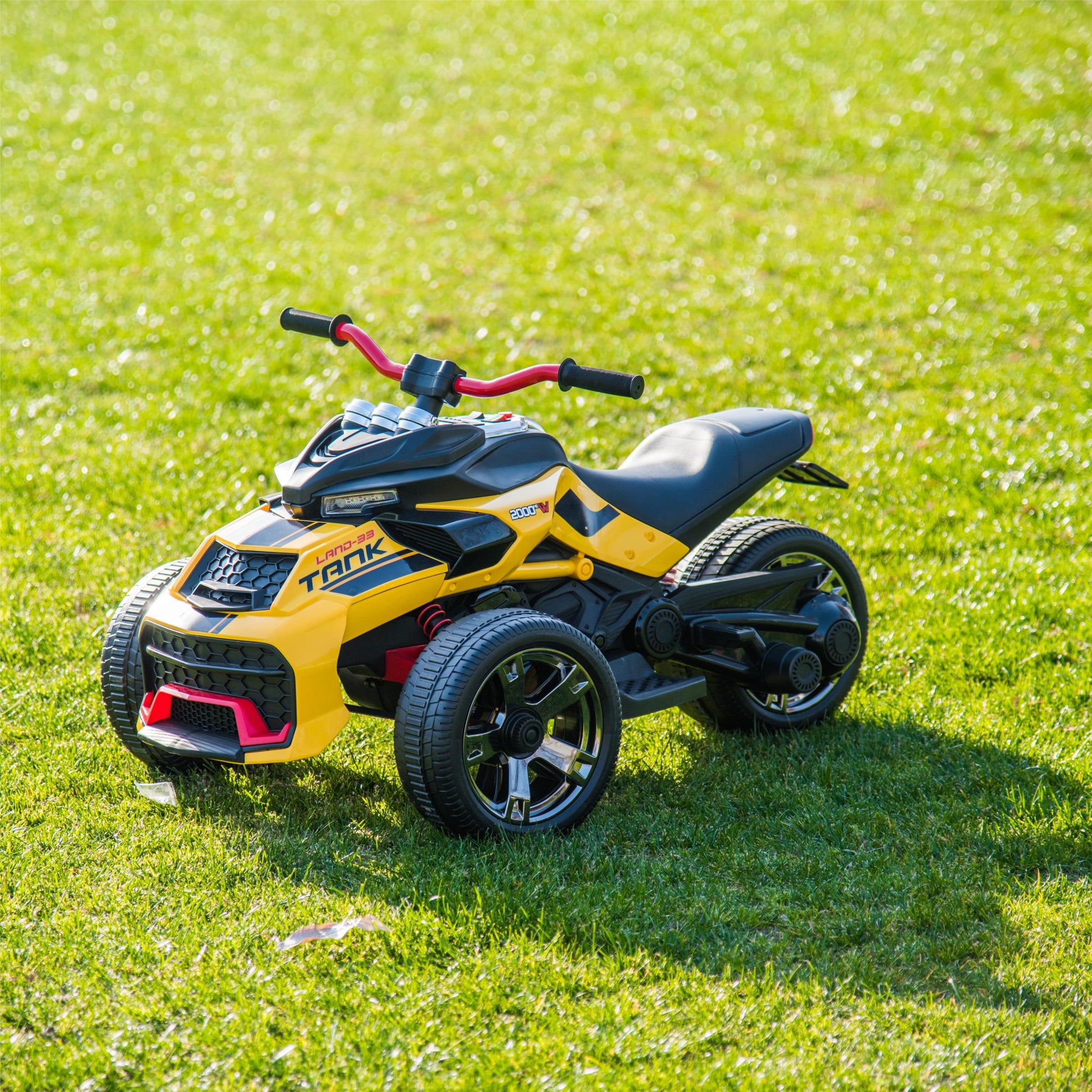 24V Kids Ride On Atv, 3 Wheeler Electric Vehicle, Battery Powered Ride On Motorcycle For Boys Girls With Led Lights, Music, High Low Speed, Soft Start,Without Rc Yellow 3 To 4 Years Plastic Indoor & Outdoor Use