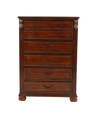 Dark Cherry 1Pc Chest Of Drawers Storage Bedroom Furniture Traditional Style Chest Cherry Bedroom Contemporary,Modern,Transitional Particle Board Mdf,Plywood