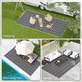 Outsunny Reversible Outdoor Rug, 9' X 18' Waterproof Plastic Straw Floor Mat, Portable Rv Camping Carpet With Carry Bag, Large Floor Mat For Backyard, Deck, Picnic, Beach, Black & White Cr Multicolor Polypropylene