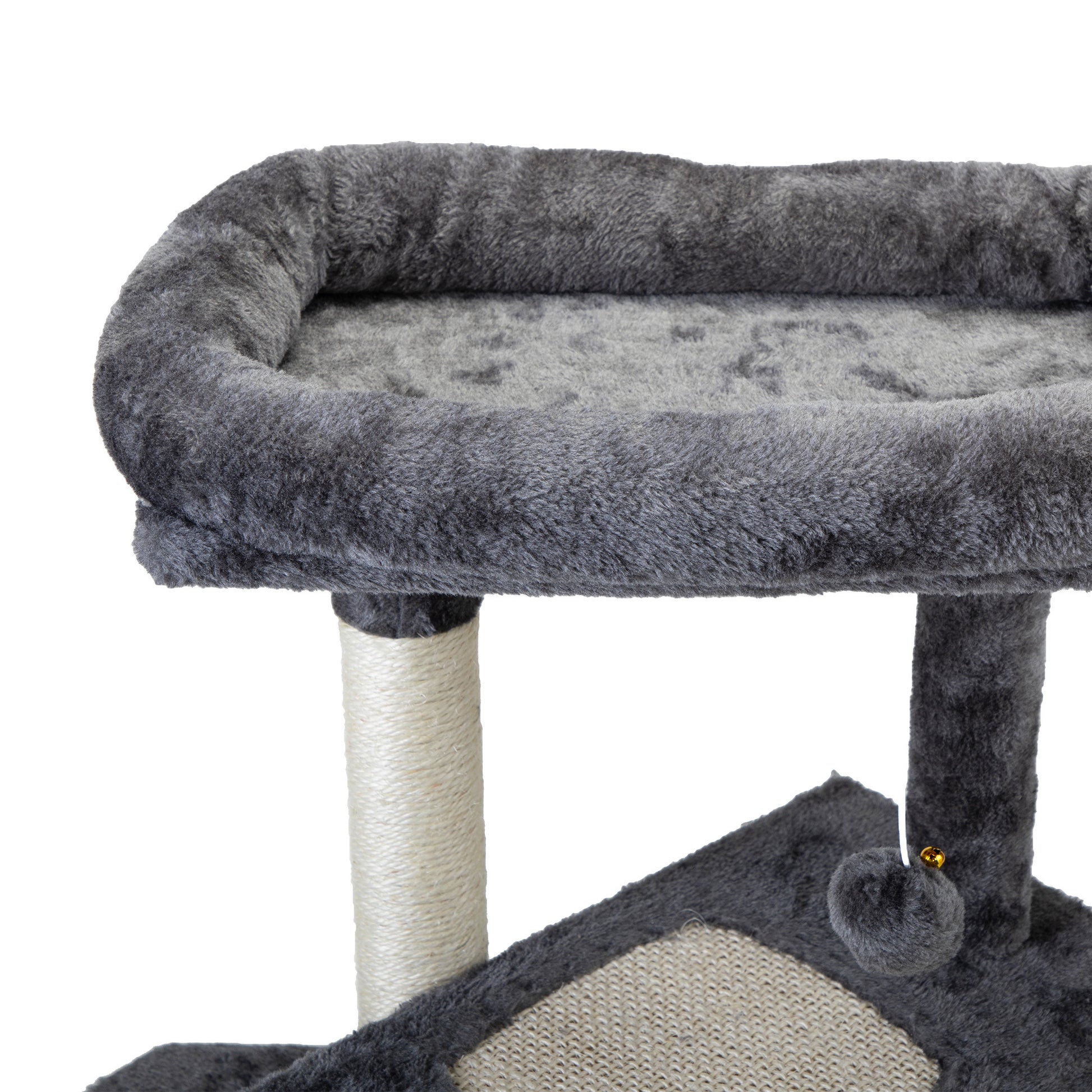 Double Level Cat Tree Stand House Furniture Kittens Activity Tower Posts Kitty Pet Play House Dark Gray Dark Gray Particle Board