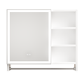 Modern 32X28Inches Bathroom Cabinets, Medicine Cabinets With Mirrors And Led Lights, Bathroom Lockers With Multilevel Storage Compartments And Towel Rails White 24 To 35 In 24 To 31 In 5 10 Inches Aluminium,Glass