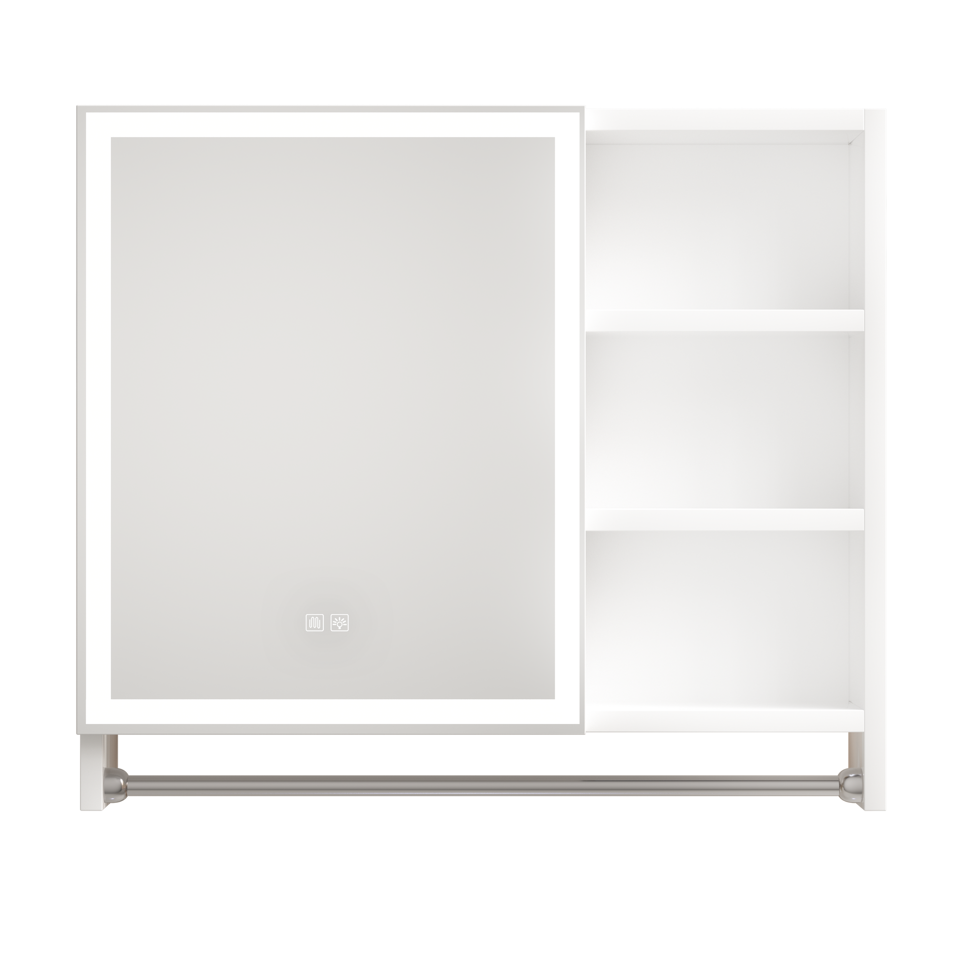 Modern 32X28Inches Bathroom Cabinets, Medicine Cabinets With Mirrors And Led Lights, Bathroom Lockers With Multilevel Storage Compartments And Towel Rails White 24 To 35 In 24 To 31 In 5 10 Inches Aluminium,Glass