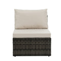 Patio Furniture, Outdoor Furniture, Seasonal Pe Wicker Furniture, 6 Set Wicker Furniture With Tempered Glass Coffee Table Dark Gray Seats 4 Pe Rattan Iron Waterproof Fabric