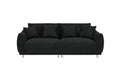 86.6 Inch Teddy Fleece Black Sofa With Four Throw Pillows Hardware Feet Can Be Placed In The Apartment Bedroom To Sit Comfortably Without Taking Up Space Black Fabric 2 Seat