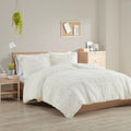 Shaggy Long Fur Comforter Mini Set Twin Ivory Polyester