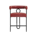 Coolmore Bar Stools Set Of 2, Modern Bar Stool With Back, Black Metal Frames, Upholstered Bar Stools For Kitchen Island, Pub, Club Wine Red Pu Wine Red Foam Pu Leather